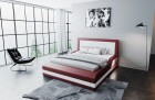 Design Wasserbett Treviso mit LED Beleuchtung in rot-weiß - Bezug Kunstleder Premium