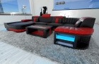 Sofa Wohnlandschaft Bellagio u Form in schwarz-rot