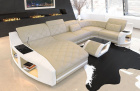 Couch Swing mit Chesterfield Steppung in beige - weiss
