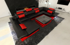 Luxus Wohnlandschaft Enzo U Form Mini in schwarz-rot