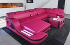 Sofa Wohnlandschaft Palermo LED in den Farben pink-schwarz