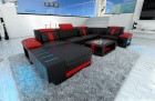 Sofa Wohnlandschaft Bellagio U Form schwarz-rot