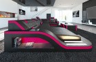 Sofa Wohnlandschaft Leder Palermo U Form schwarz-pink