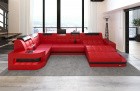 Sofa Wohnlandschaft Wave Leder Rot-Schwarz