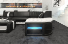 Leder Eck Couch Bergamo L Form LED in schwarz-weiss