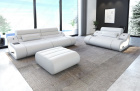 Design Leder Couch Garnitur Concept 2-1 in weiss