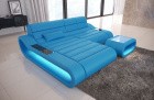 Designer Couch modern mit Beleuchtung Concept L Form - blau