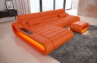Design Sofa Concept L Form lang Leder mit LED Beleuchtung - orange