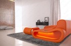 Couch Concept Ledersofa Ecksofa in L Form lang Orange