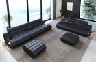 Moderne Leder Couch Garnitur Concept 3-2 in schwarz