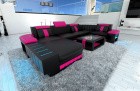 Wohnlandschaft Bellagio U Form Sofa in Schwarz-Pink