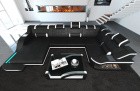 Sofa Wohnlandschaft Leder Palermo U Form schwarz-weiss