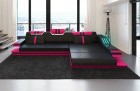Sofa Ravenna Leder L Form schwarz-pink