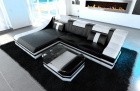 Couch Turino Leder L Form schwarz-weiss