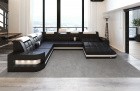 XXL Wohnlandschaft Wave U Form Sofa in Schwarz-Weiß