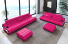 Moderne Leder Couch Garnitur Concept 3-2 in pink-schwarz