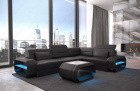 Design Couch Leder Verona LED Beleuchtung - schwarz