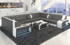 Moderne Couch Pesaro mit LED Beleuchtung grau-weiss