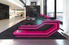 Moderne Couch Ravenna mit LED in pink-schwarz