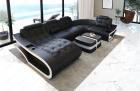 Leder Sofa Wohnlandschaft Elegante U Form in schwarz-weiss