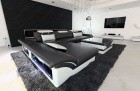 Design Sofa modern Beleuchtung Monza L Form schwarz-weiss