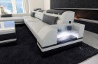Die Couch Monza hat ein exklusives Design in weiss-schwarz