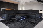 Eck Couch Leder Positano L Form in schwarz