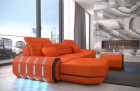 Modernes Sofa Roma L-Form mit LED und USB - orange-schwarz