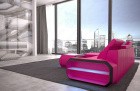 Eckcouch Leder Roma L-Form mit LED und USB - pink-schwarz