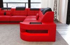 Sofa Wohnlandschaft Como Leder U Form rot-schwarz