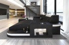 Luxus Sofa Wave L-Form mit LED in schwarz-weiss