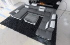 Couch Wohnlandschaft Enzo XXL + LED grau-weiß