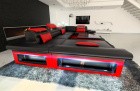 Leder Wohnlandschaft Enzo U Form Sofa in Schwarz-Rot