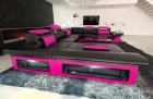 XXL Wohnlandschaft Enzo U Form Sofa in Schwarz-Pink