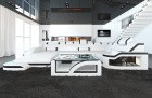 Sofa Wohnlandschaft Leder Palermo U Form weiss-schwarz