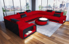 Mini U Form Sofa Foggia als Wohnlandschaft mit Stoffbezug in rot - Mineva20