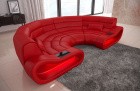 Runde Couch Leder Concept mit LED Beleuchtung in rot
