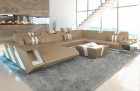 Luxus Sofa Apollonia XXL mit Recamiere in sandbeige-weiss