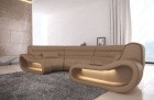 Sandbeige Ledersofa Concept als Big Sofa