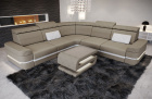 Positano L Form Sofa Mini mit Beleuchtung und Stoffbezug in taupe - Mineva21 - Nebenfarbe weiß