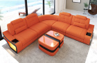 Sofa Elena Mini in der langen L Form mit Stoffbezug in orange - Mineva11 Mikrofaser Stoff