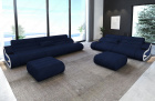 Sofa Couchgarnitur Concept 3-2 Mikrofaser Stoff in dunkelblau - Mineva17