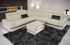 Positano L Form Sofa Mini mit Beleuchtung und Stoffbezug in elfenbein - Mineva1 - Nebenfarbe schwarz