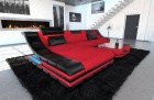 Stoffsofa Turino L Form mit LED Beleuchtung in rot - Mineva20
