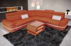 Positano L Form Sofa Mini mit Beleuchtung und Stoffbezug in orange - Mineva11 - Nebenfarbe weiß
