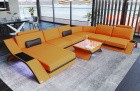 Mikrofaser Couch Calabria XXL Stoff in apricot - Mineva16