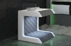 Beistellstisch, Schlafzimmer Tisch Stoff Paris mit Steppung in Webstoff Hugo 5 - grau