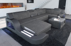 Luxus Stoff Couch Wohnlandschaft Palermo U Form in grau - Hugo5