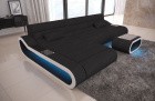 Stoff Couch Concept L Form lang mit LED-Beleuchtung in schwarz - Mineva14