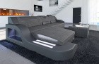 Stoff Materialmix Sofa Garnitur Palermo L Form im Webstoff grau - Hugo5